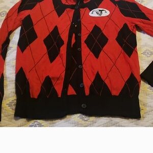Harley Quinn Red and Black Diamond Cardigan